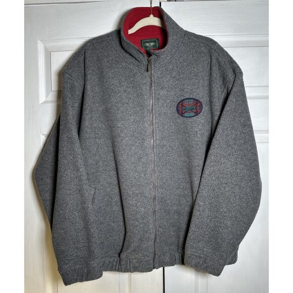 Vintage Dockers Golf Grey Fleece Jacket With Patch XL Full Zip